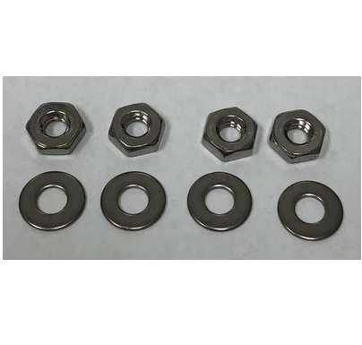 H4NW3/16, 4 Nuts & 4 Washers, Stainless Steel, 3/16"